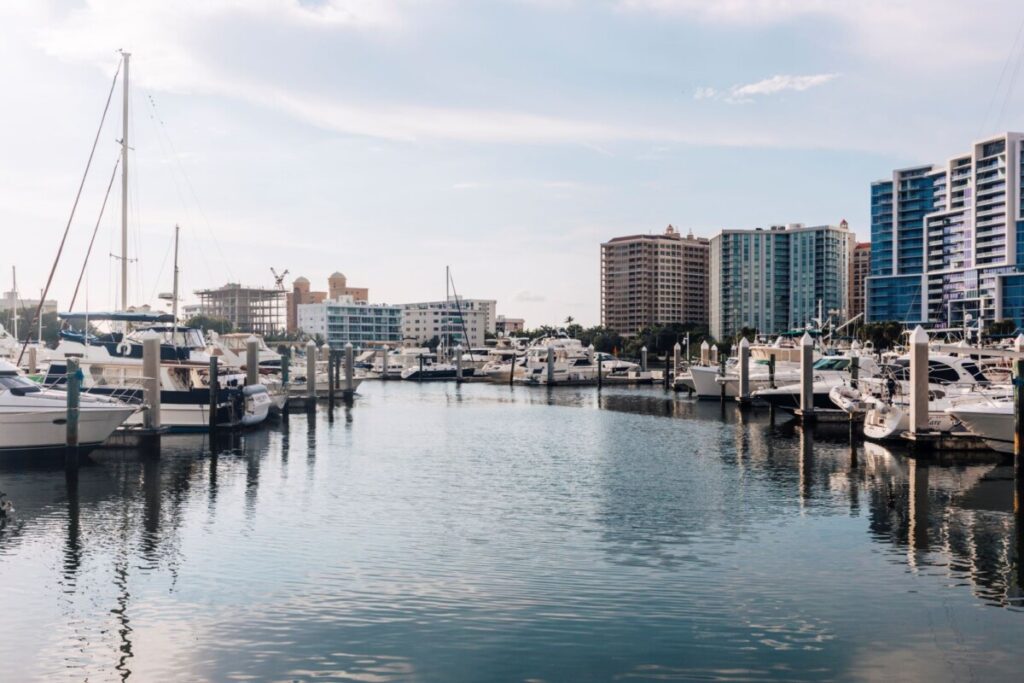 A Sarasota marina full of boats.