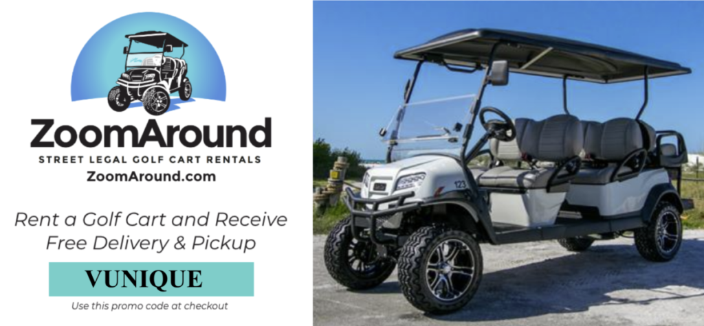 zoomaround golf cart with promo code "vunique"