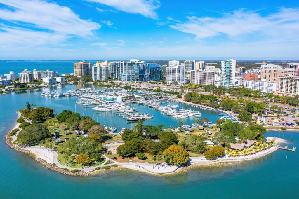 aerial view of Bayfront Park in Sarasota