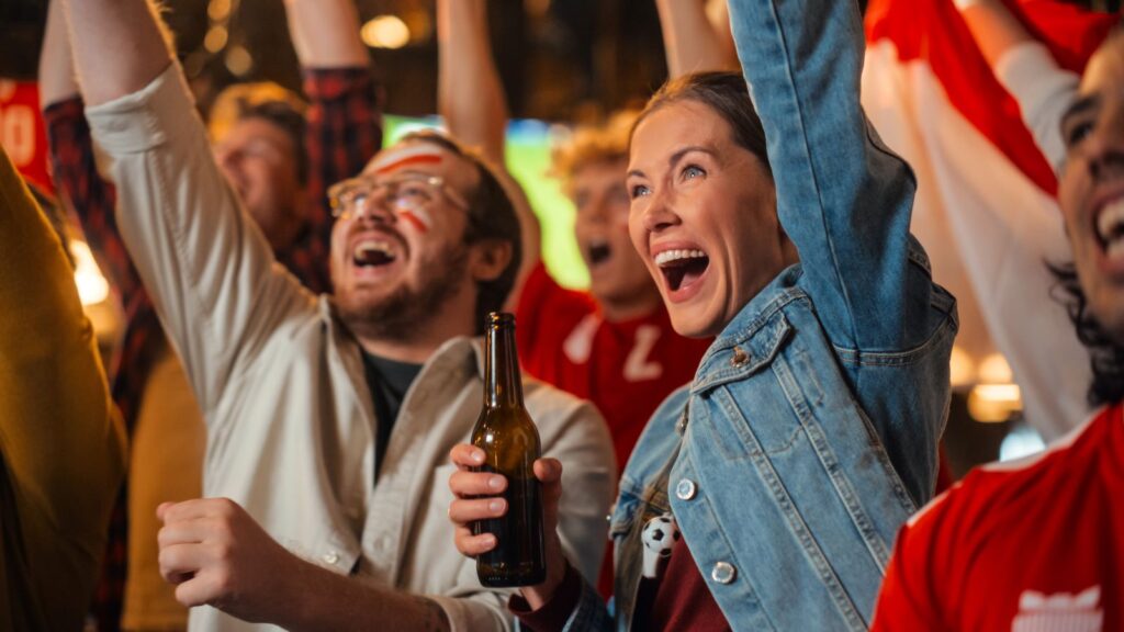 friends cheering in a casino