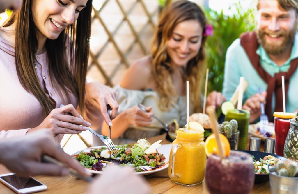 Friends eating breakfast