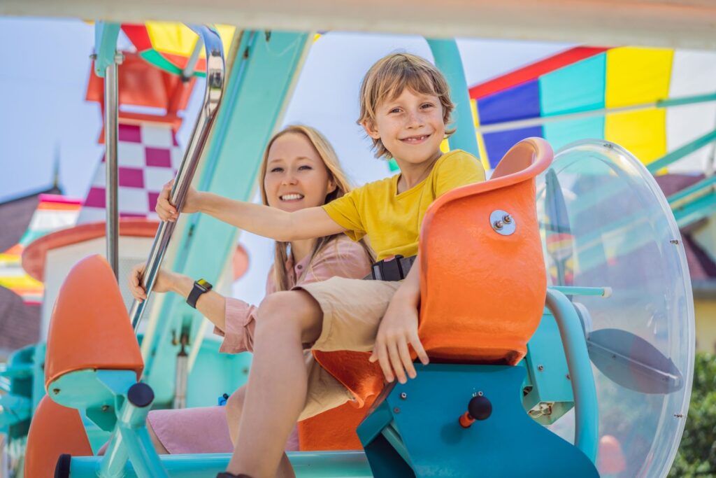 family in theme park