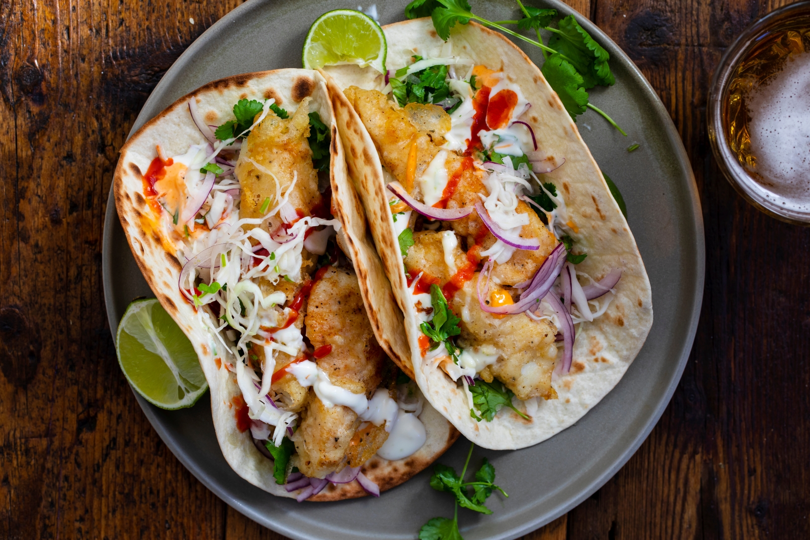 fish tacos with lime and beer